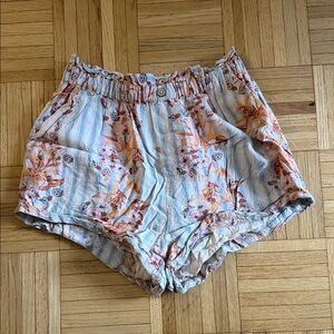 Free People Floral Striped High Waist Shorts